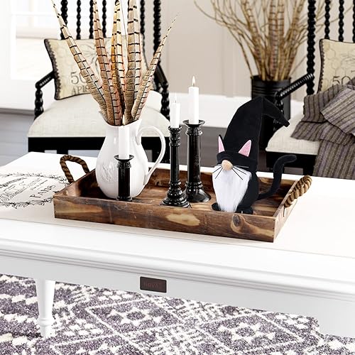 Miniatura 5 de Upltowtme Gnomo de gato negro de peluche de 13.5 pulgadas, hecho a mano, figura escandinava de Tomte, gnomos de Halloween, Navidad, decoración de