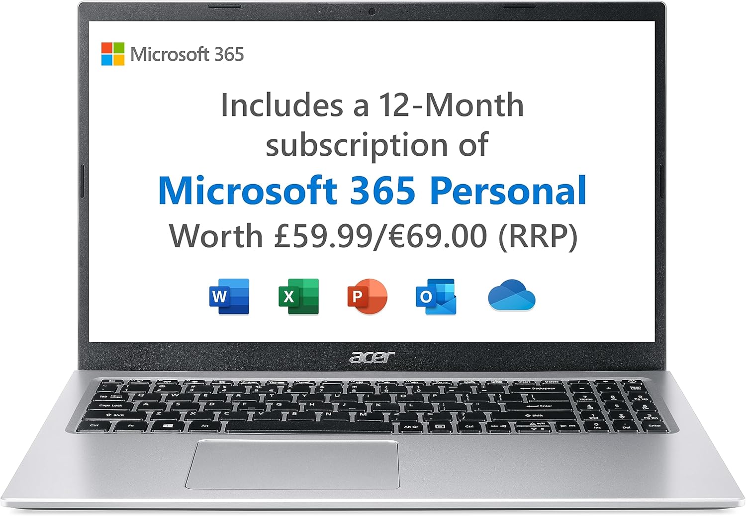 Acer Aspire 1 A115-32 Laptop – Intel Celeron N4500, 4GB, 64GB eMMC, Integrated Graphics, 15.6-inch FHD, Windows 11, Silver