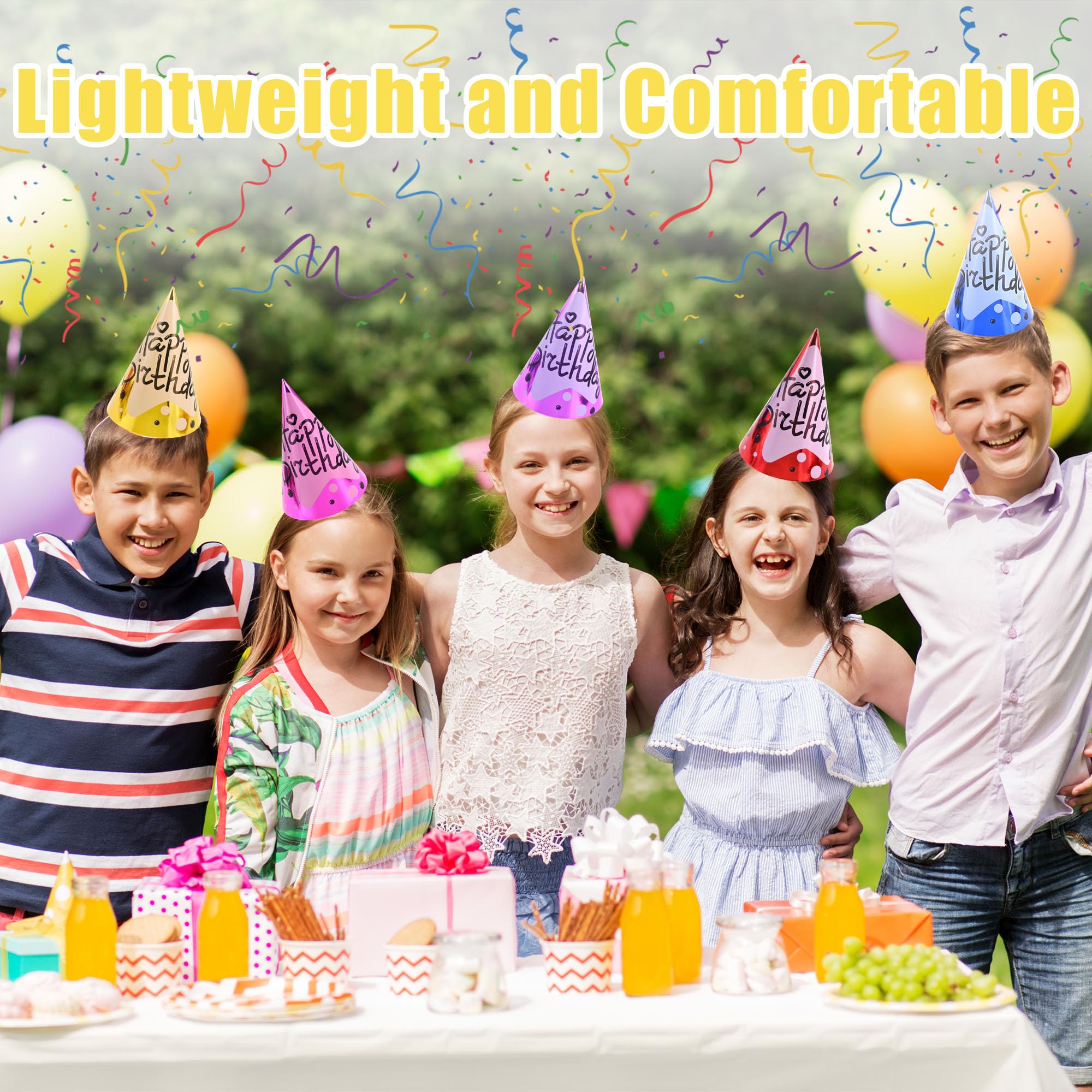 CANREVEL 14 PCS Happy Birthday Party Hats for Kids and Adults, Party Headwear Supplies for Birthday Party Decorations, Cone Hats in 7 Designs for Girls Boys Women Men