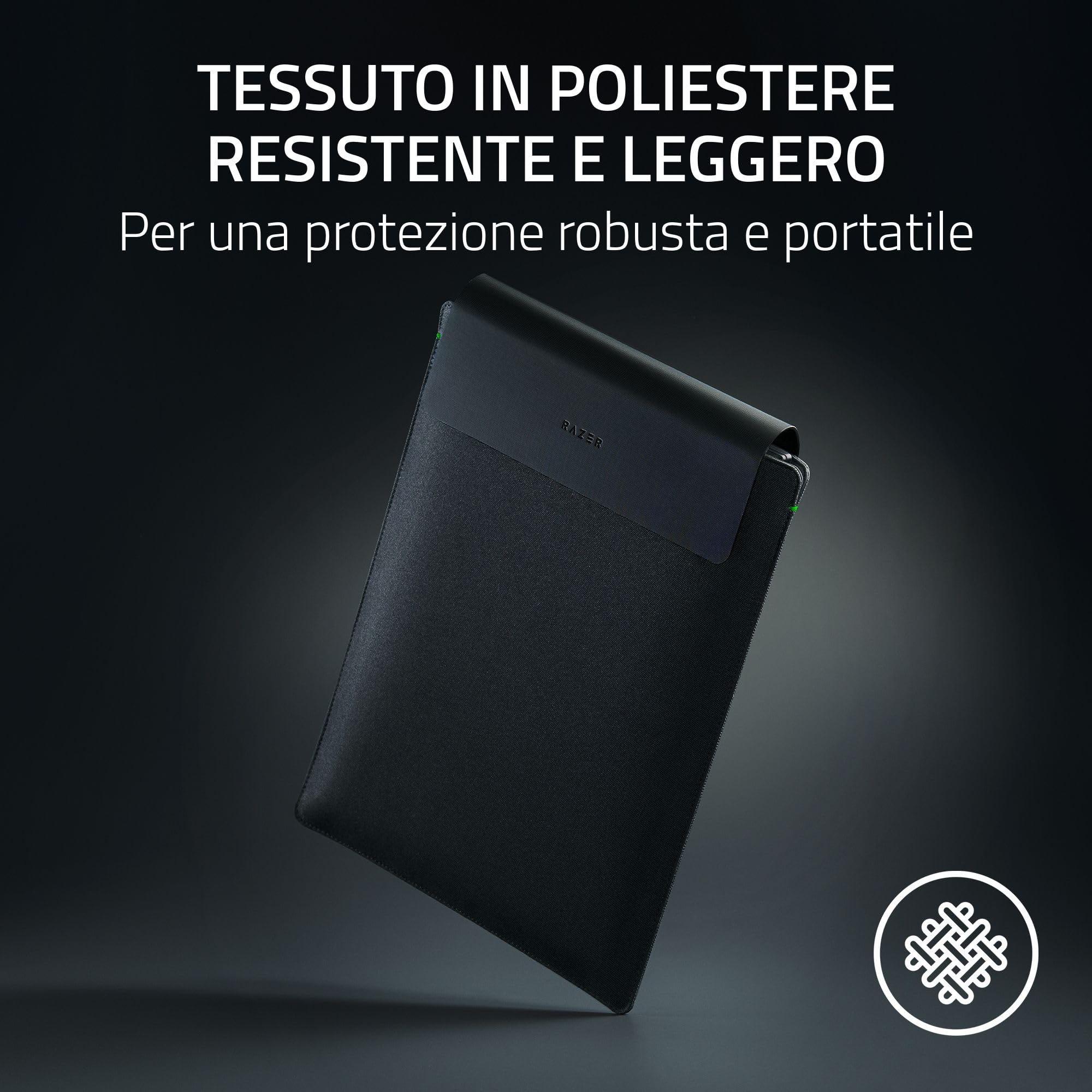 Razer Laptop Sleeve 16" - Custodia imbottita per laptop da 16 pollici - Profilo sottile con design elegante - Tessuto in poliestere resistente e leggero - Patta con chiusura magnetica | Nero