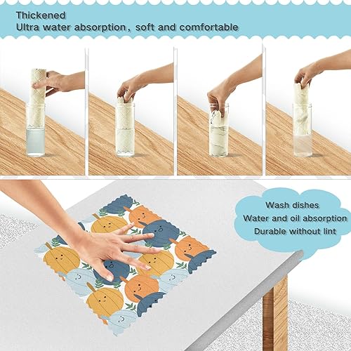 Miniatura 4 de Cute Pumpkins Halloween Set of 6 Quick Dry Microfiber Towels Kitchen Decor Quality Car Drying Towels for Restaurant Table