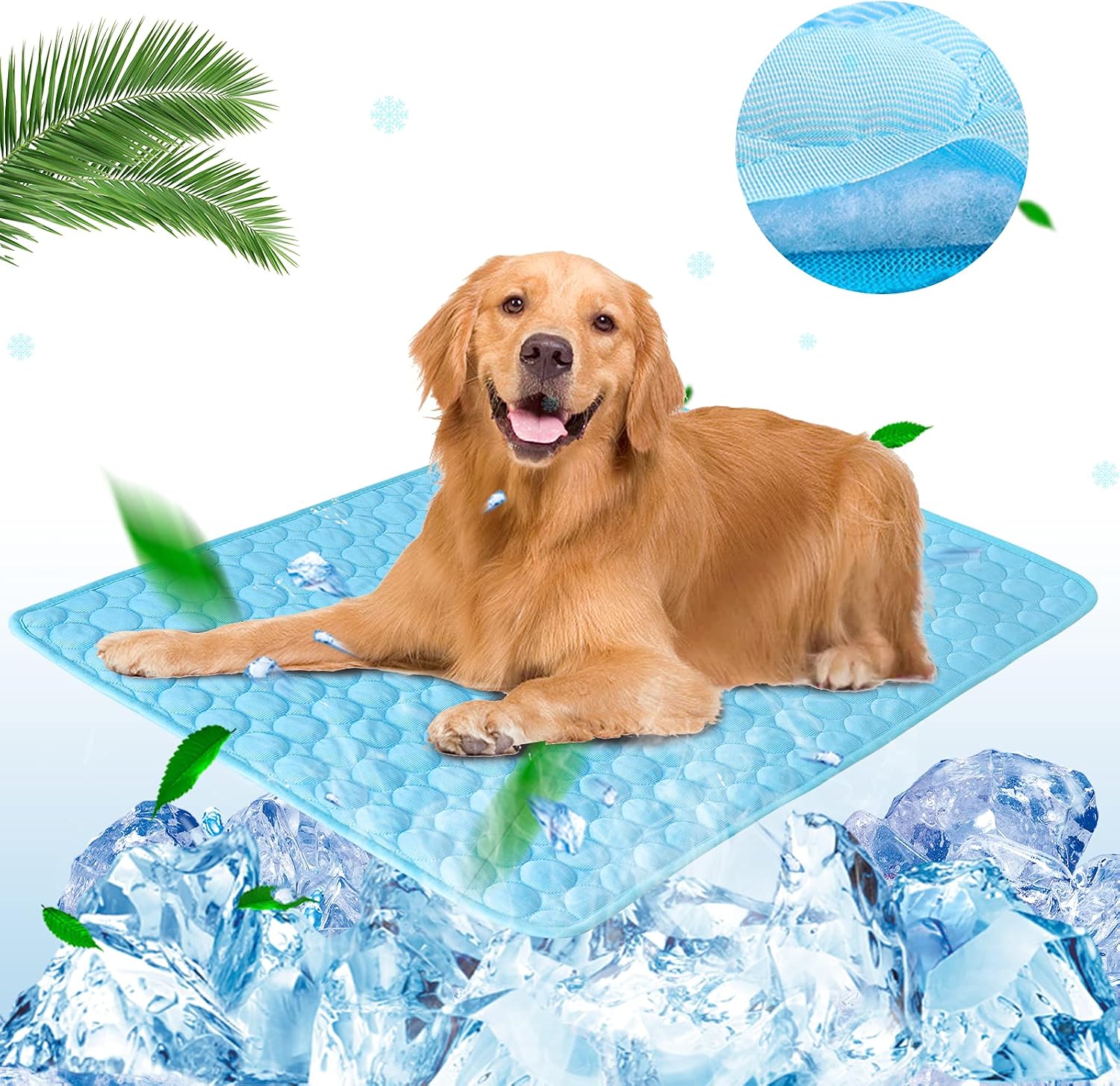 Dog Cooling Mat, Ice Silk Self Pet Cooling Pad, Summer Breathable Cooling Mat for Dogs Cats, Portable & Washable Pet Cooling Sleep…