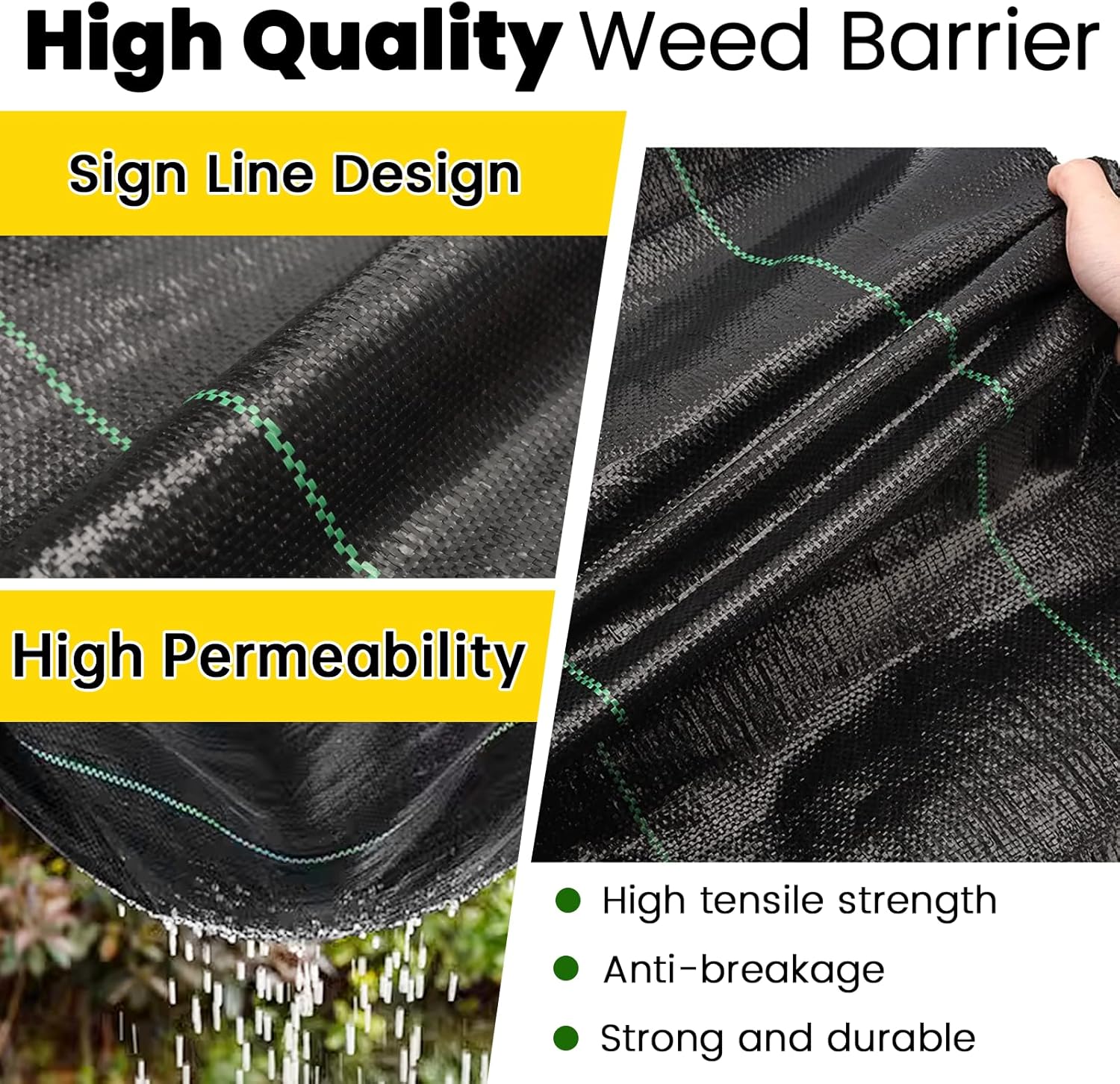 4ft x 300ft Weed Barrier Landscape Fabric Heavy Duty Premium Weed Control Fabric Durable & Eco-Friendly Weed Block Gardening Mat Landscaping Fabric