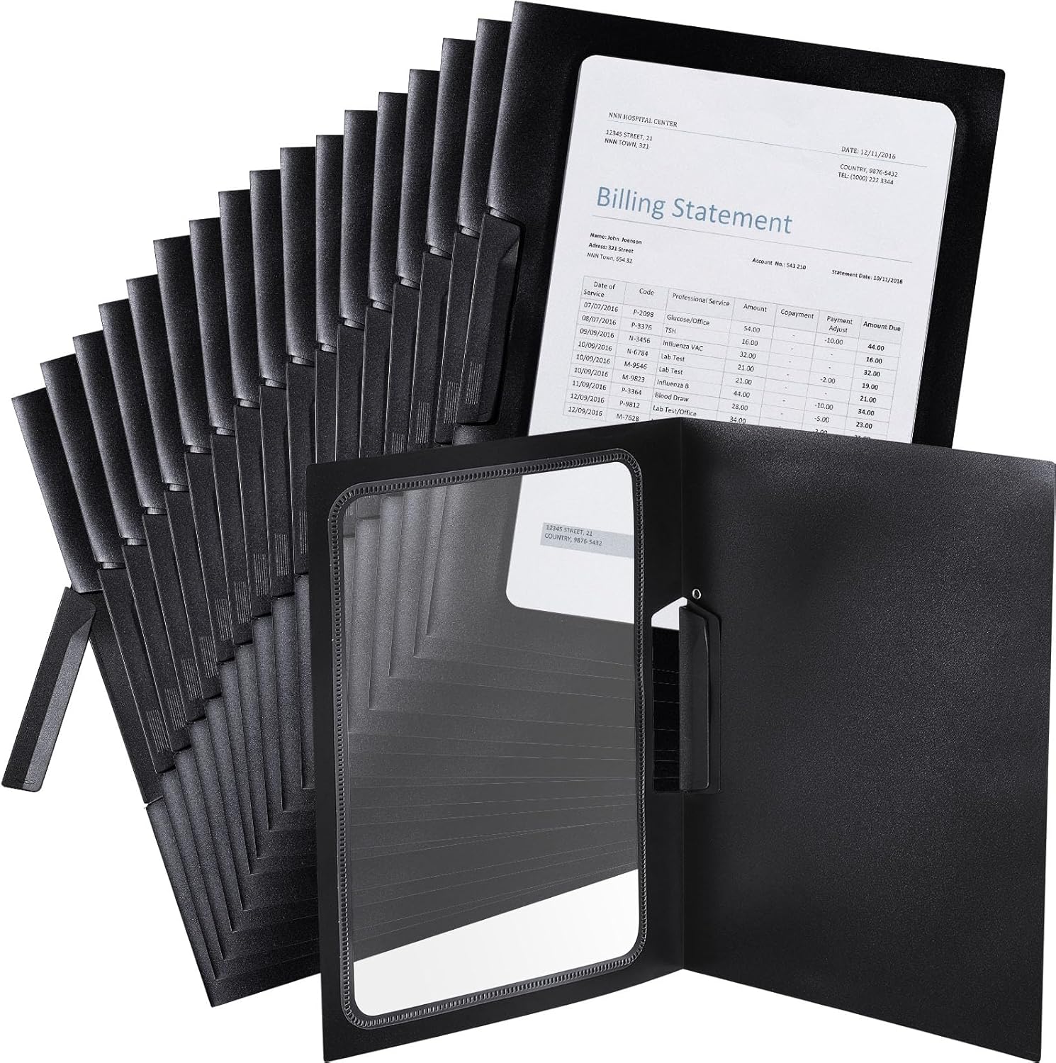 Yeaqee 25 Pcs Clear Report Covers with Clip Sliding Bar Locking Report Folder Cover Plastic Presentation Folders Binder Portfolio for Letter Size Document Paper Resume, Black 9 x 11.4 Inch