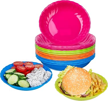 Set of 20 6 Inch Kid Plates - Kids Plastic Plates - Reusable Plastic Plates BPA Free Dinner Plastic Plates for Kids - Food Safe Plastic Reusable Plates Kids Plates Microwave and Dishwasher Safe
