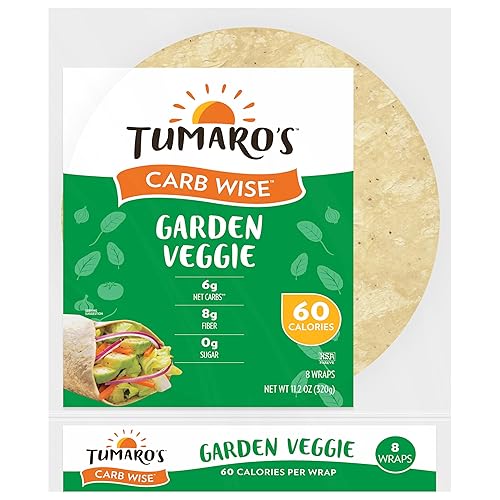Tumaros - Envolturas bajas en carbohidratos - Vegetales de jardín - 8 pulgadas - Caja de 6 - 8 unidades