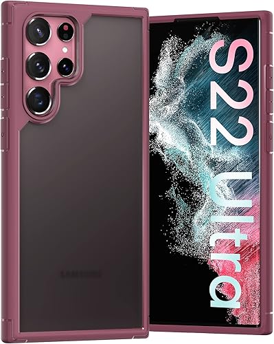 TOCOL Funda para Samsung Galaxy S22 Ultra, parte trasera dura mate translúcida a prueba de golpes de grado militar antiarañazos y antihuellas funda