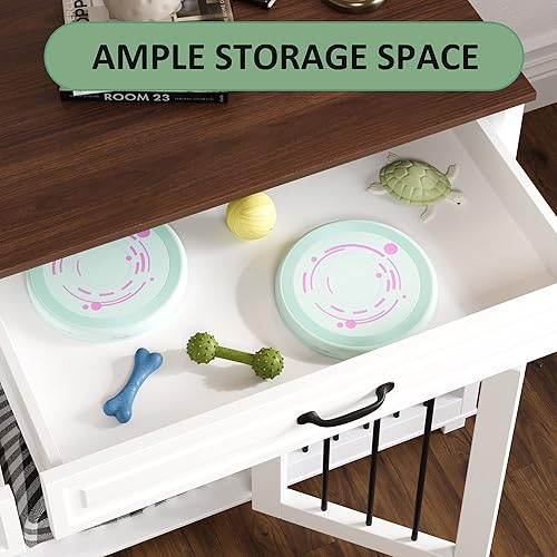 Miniatura 20 de Muebles grandes para perros, jaula de madera resistente para perros de 72 pulgadas con habitaciones dobles, 2 cajones y un divisor para razas