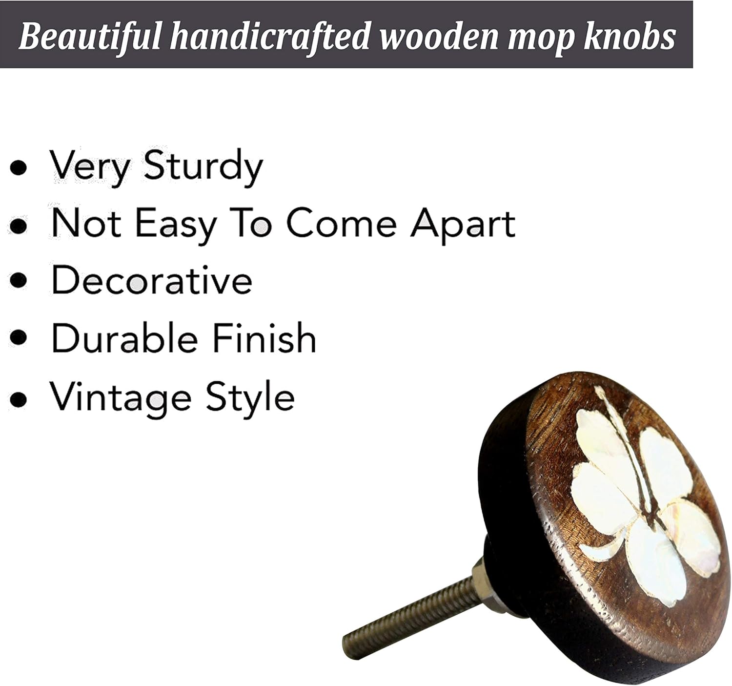Perilla Home Set of 6 Wooden Knobs for Cabinets & Drawers Decorative Hibiscus Flower Antique Knobs for Home Kitchen Cabinet Hardware Cupboard Glass Door Dresser Wardrobe and Drawer Pulls
