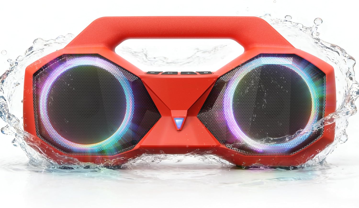 OZJ Bluetooth Speaker 80W(Peak) Loud with Bass, 20H Playtime, IPX7 Waterproof, RGB Lights, TWS, Large Portable Wireless Speakers for Outdoor, Home, Party, Pool, Beach, Tailgating, Gym, Work (Red)