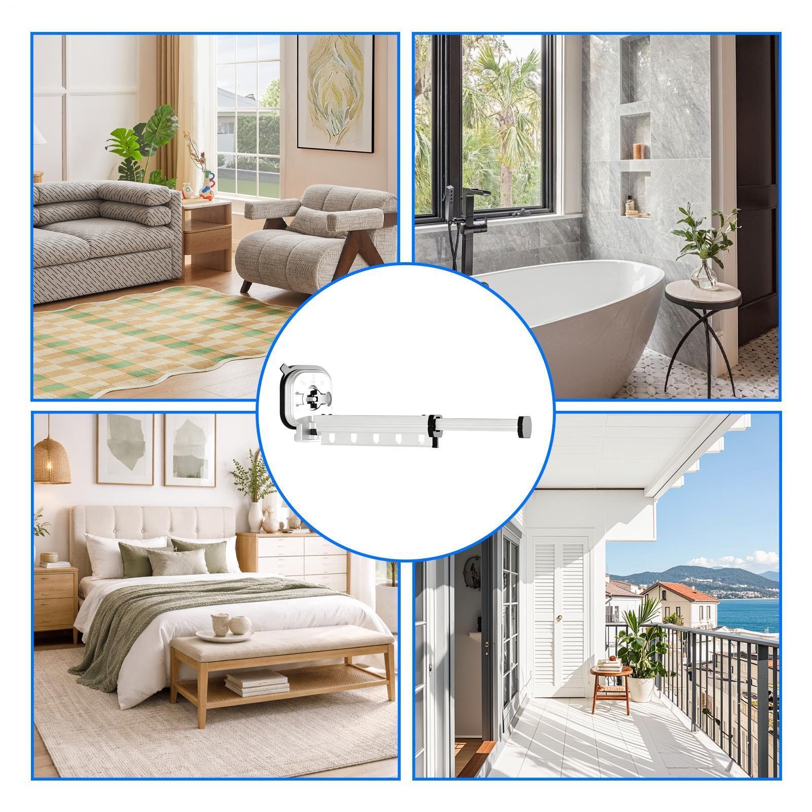 Genérico Tendedero De Ropa Colgador de Aluminio Plegable y Extensible con | Tendedero Secador De Pared Para Ropa Adecuado Para En Salón Baño Apartamento Hotel Viaje Camping Y Negocios