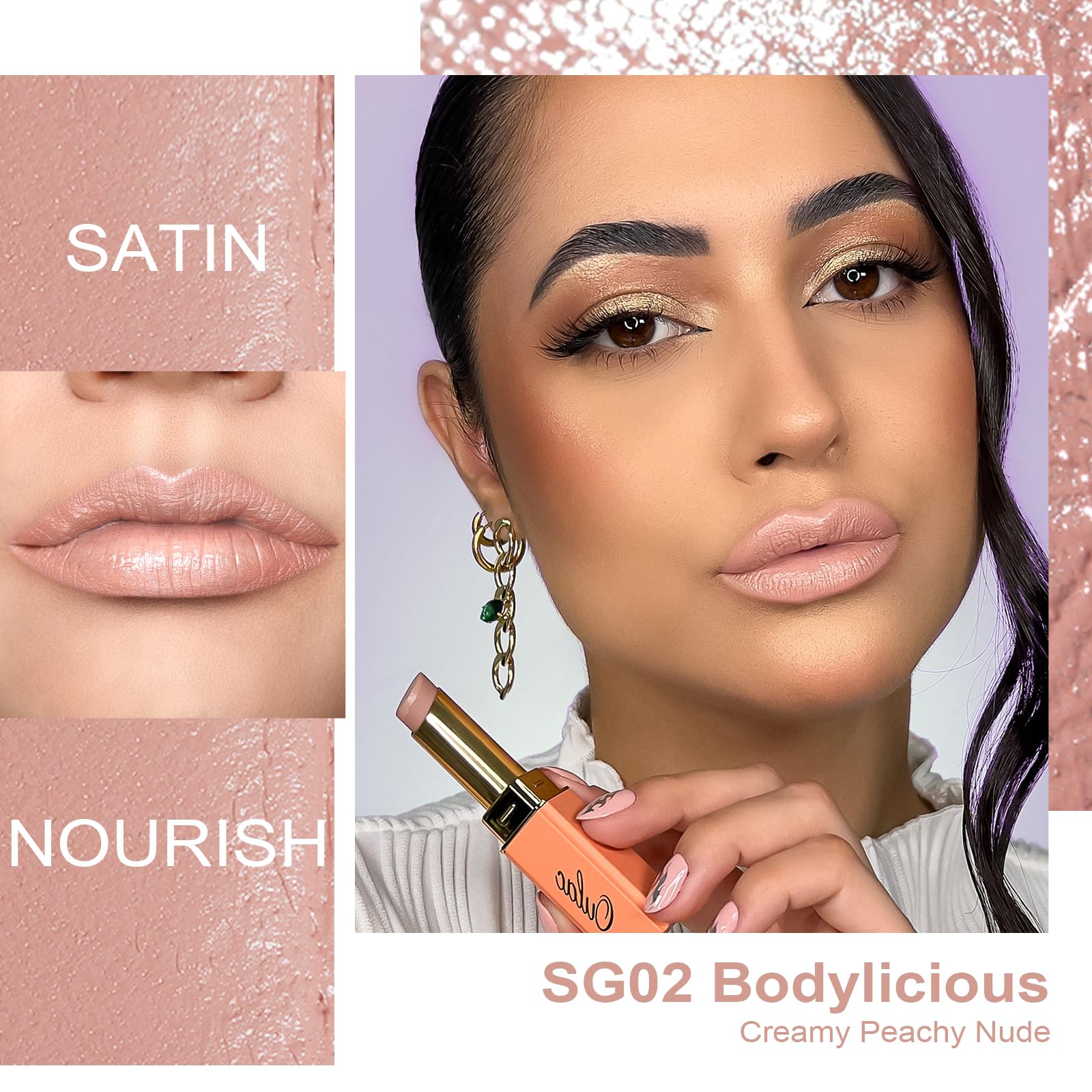 Oulac Satin Matte Lipstick, Nude Long Lasting Lip Stick, Intense Color with Smooth Creamy Texture Lip Colour - Image 2