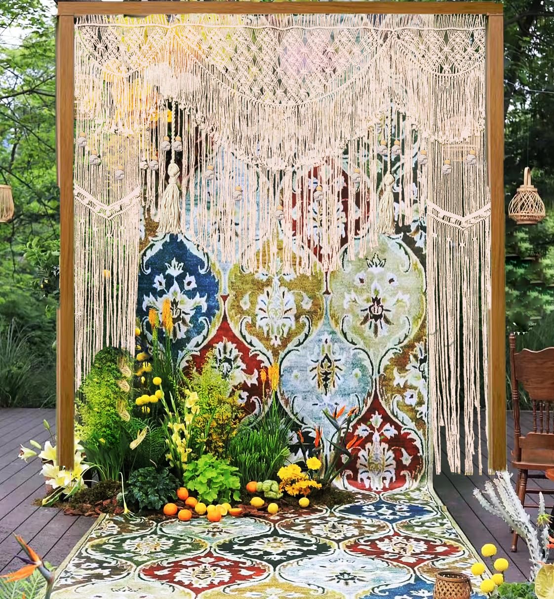 kiido Large Macrame Wedding Backdrop for Arbor/Arch Bohemian Wall Hanging Decor Boho Tapestry Doorway/Window Curtains Room Divider-Luxury (63" Wx74 H)