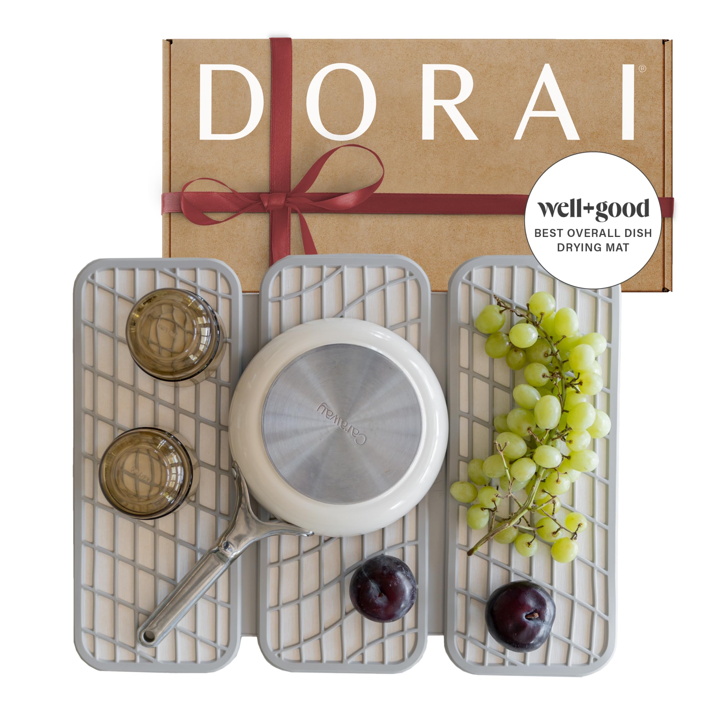 Dorai Home Dish Pad – Quick-Dry Diatomite Stone Drying Mat for Kitchen Counter, 19.9" x 15.2" x 0.52", Sandstone