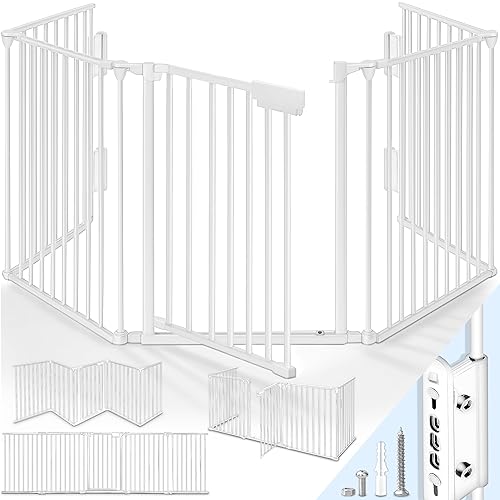 KIDUKU® Kaminschutzgitter mit Tür Metall 180 cm | Absperrgitter Ofenschutzgitter