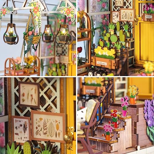 Miniatura 6 de Spilay Kit de bricolaje para rincón de libros, casa de muñecas de bricolaje, estante de libros, decoración de callejón, kit de construcción de