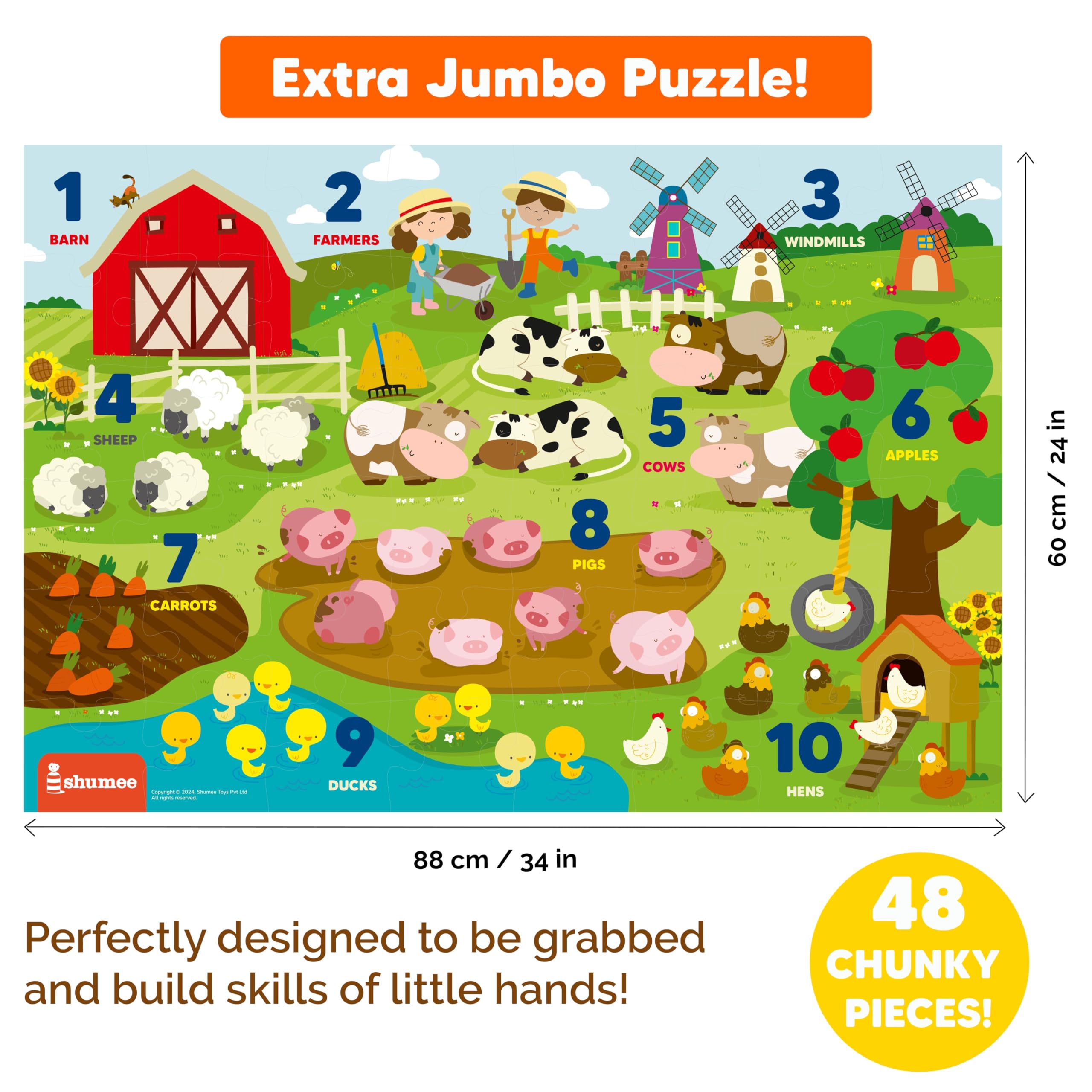 Shumee Educational Farm Floor Puzzle Mats |48 Piece Talent Puzzle Set — Amazon image 5