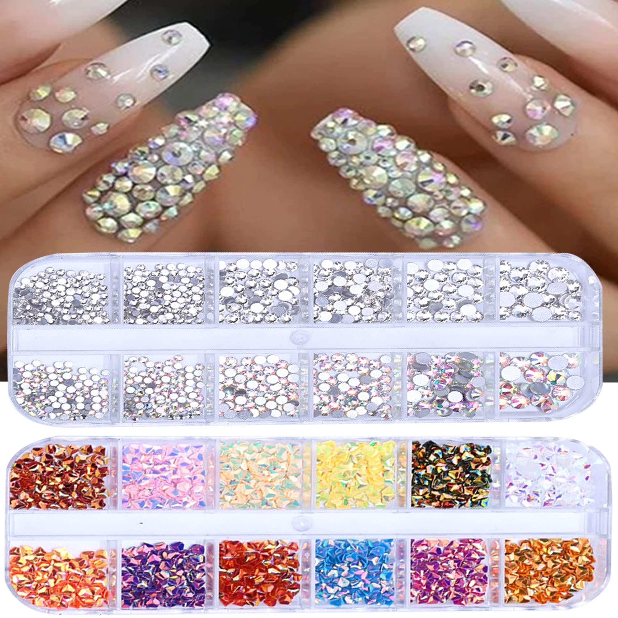 Amazon.com: FULZTEY 2 Boxes Mixed 3D Nail Art Rhinestone Set AB Rhinestones  Nail Multicolor Love Shape Glass Crystal Nail Design Rhinestone for DIY Nail  Art Decoration Nail Art Accessories : Beauty &