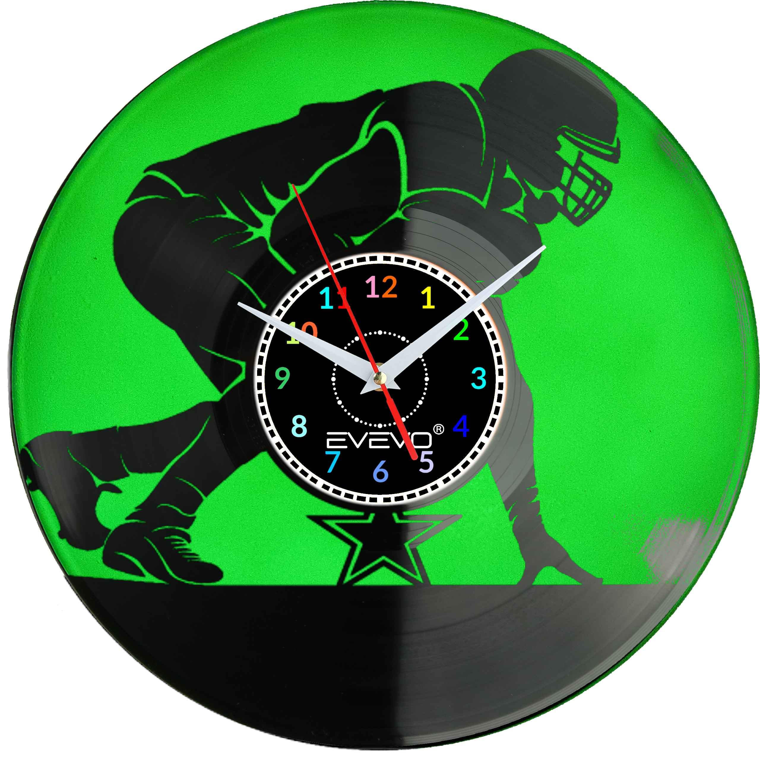 ZEGAR ŚCIENNY AMERICAN FOOTBALL FLUORESCENCYJNE TŁO PŁYTA WINYLOWA PREZENT UPOMINEKA GIFT EVEVO SOUVENIR F0090