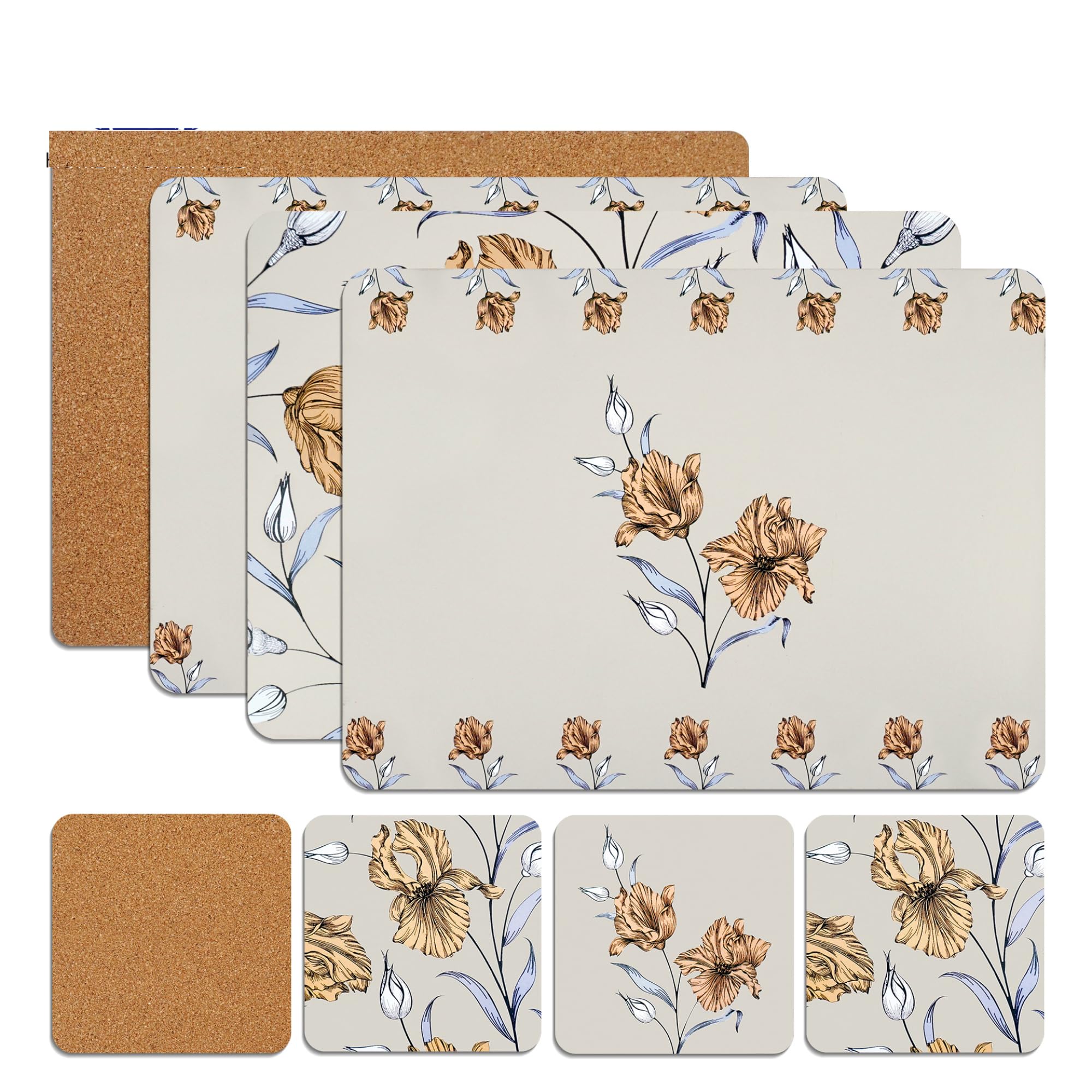 Sixsigma Sports Fg Placemats & Coasters Set Heat Resistant Cork Placemats Table Mats For Dining Kitchen Place Mats Set Of 8 - Ideal Table Christmas Decorations 21.5 X 29Cm (Fg)