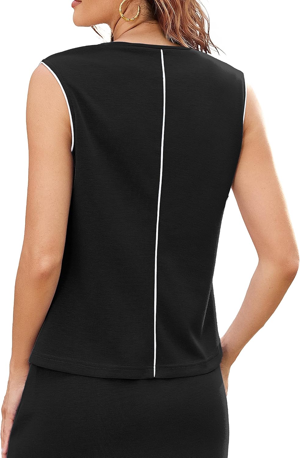 Casly Lamiit Two Piece Sets for Women Summer Outfits Crew Neck Sleeveless Tennis Skirt Set Striped Athletic Matching Sets - Image 2