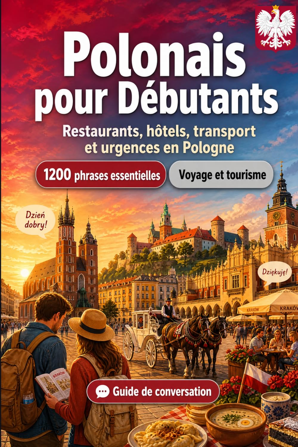 Polonais Pour Débutants: 1200 phrases essentielles en Polonais pour voyager en Pologne: Guide de prononciation facile, conversations du quotidien, restaurants, hôtels, transports, shopping, urgences