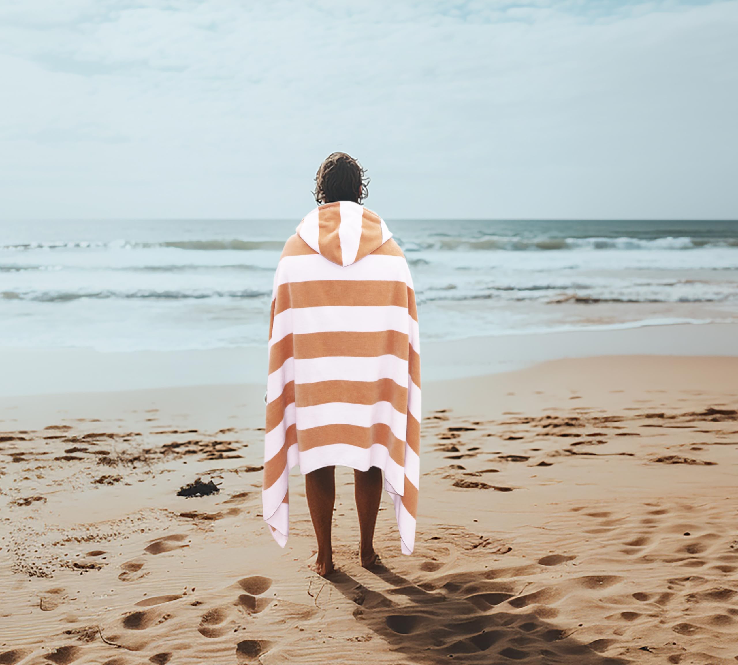 COTTON CRAFT Strandtuch mit Kapuze, Übergröße, XXL, 35 x 84 cm, Handtuch mit Kapuze für Erwachsene, The Big Kahuna 2,1 m Stranddecke, Handtuch – Big & Tall Soft 100% Baumwolle Velours – Pool Bath Wrap