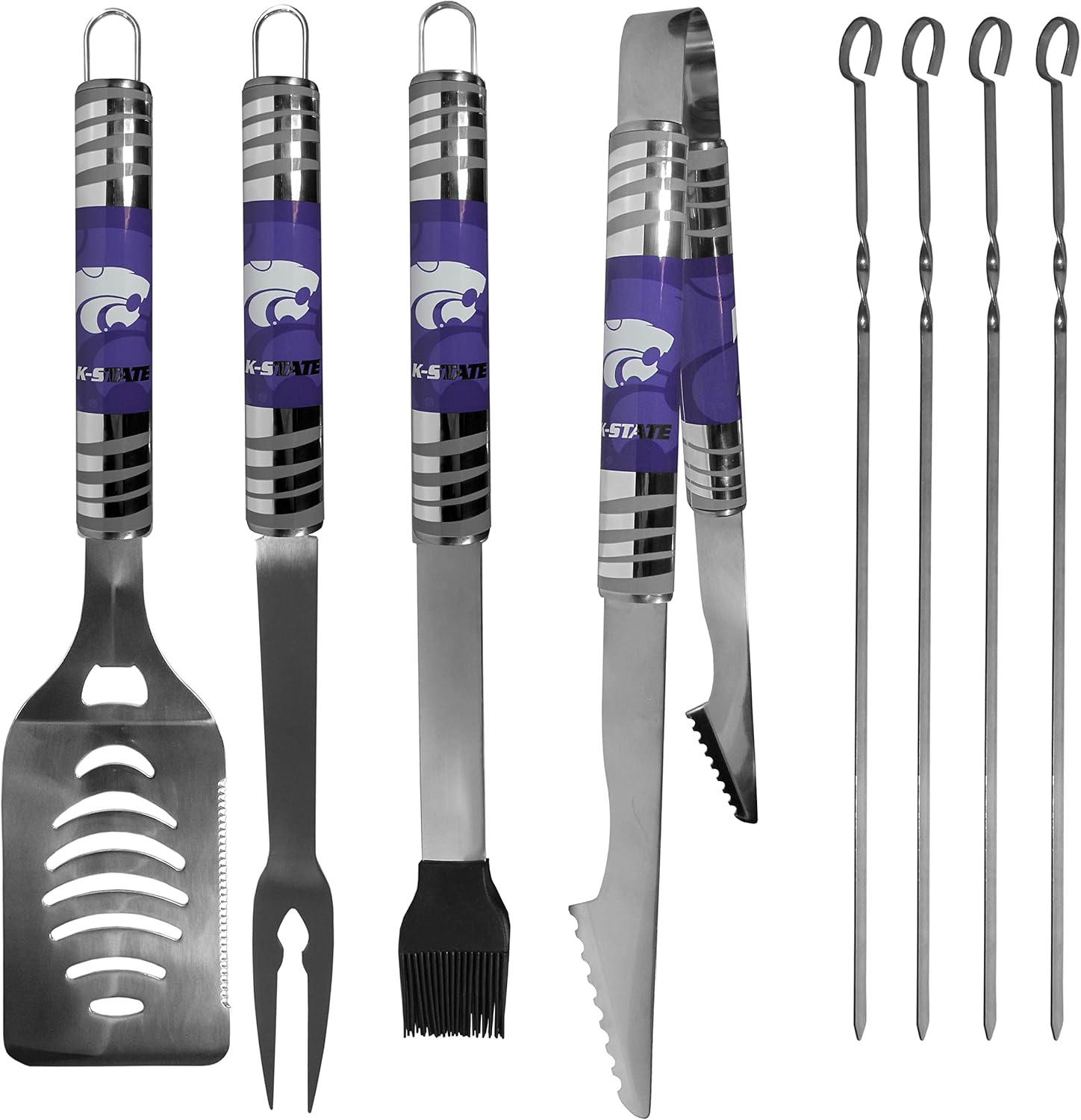 NCAA Siskiyou Sports Fan Shop Kansas State Wildcats Steel Tailgater BBQ Set w/Case 8 piece Gray