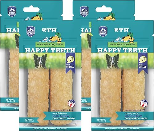 Miniatura 7 de Happy Teeth - Masticables de queso natural para perros, sabor a mantequilla de maní, masticar dental, rico en proteínas, sin gluten, sin lactosa