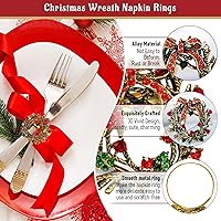 Vista 3 de Legigo Juego de 8 servilleteros de corona de Navidad, corona de diamantes, servilleteros de Navidad para servilletas de tela, decoración de mesa