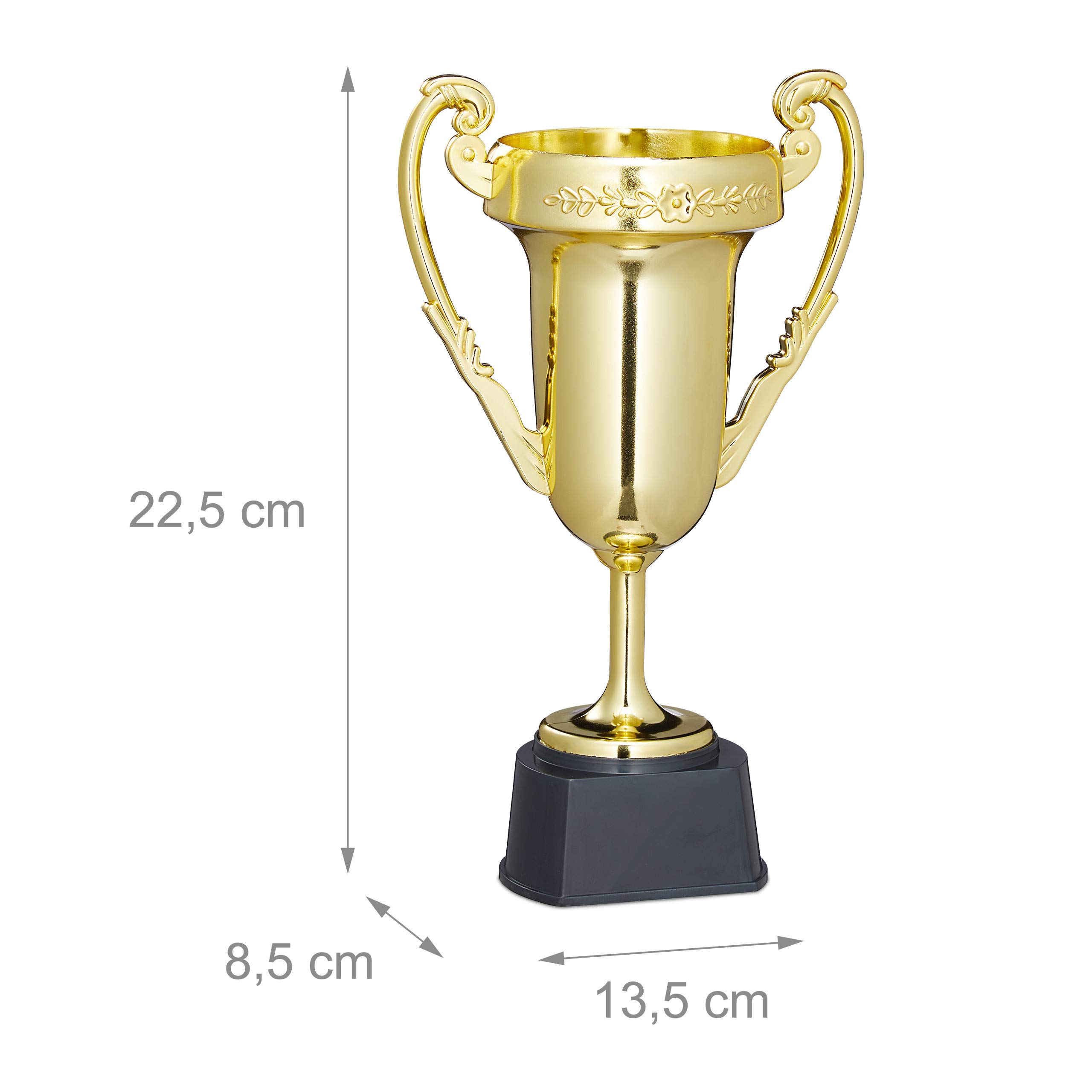 Relaxdays Coppe, Set 30 Trofei, Sport & Feste, Senza Scritta, Plastica, Premiazioni Bambini, 22,5x13,5x8,5 cm,Multicolore