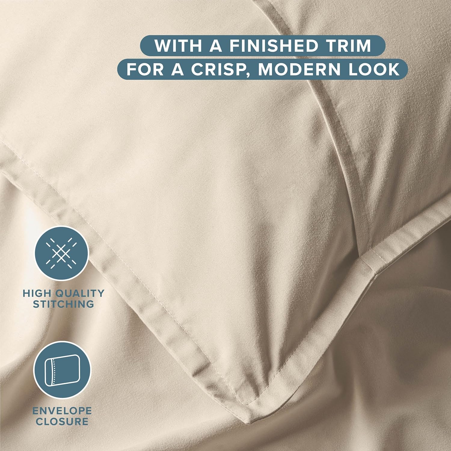 Bare Home King Pillow Sham Covers - Set of 2 - Premium 1800 Ultra-Soft Microfiber - Double Brushed - Stain & Fade Resistant - Bed Pillow Shams - Pillows Not Included (Set of 2, Sand) - Image 5