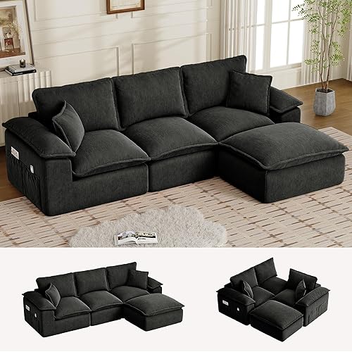 122" Sectional Couches for Living Room, Modular Boneless Couch with