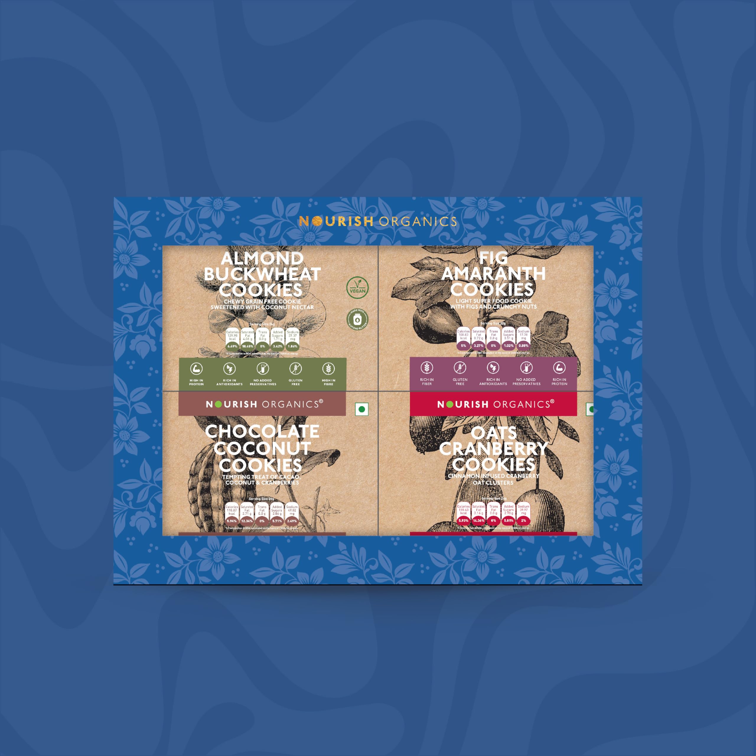 Nourish Organics Assorted Healthy Cookies Hamper – Raksha Bandhan Gift Box | 4 Superfood Cookie Flavors | Wholesome & Delicious Premium Gifting Pack for Brother & Sister-image-9