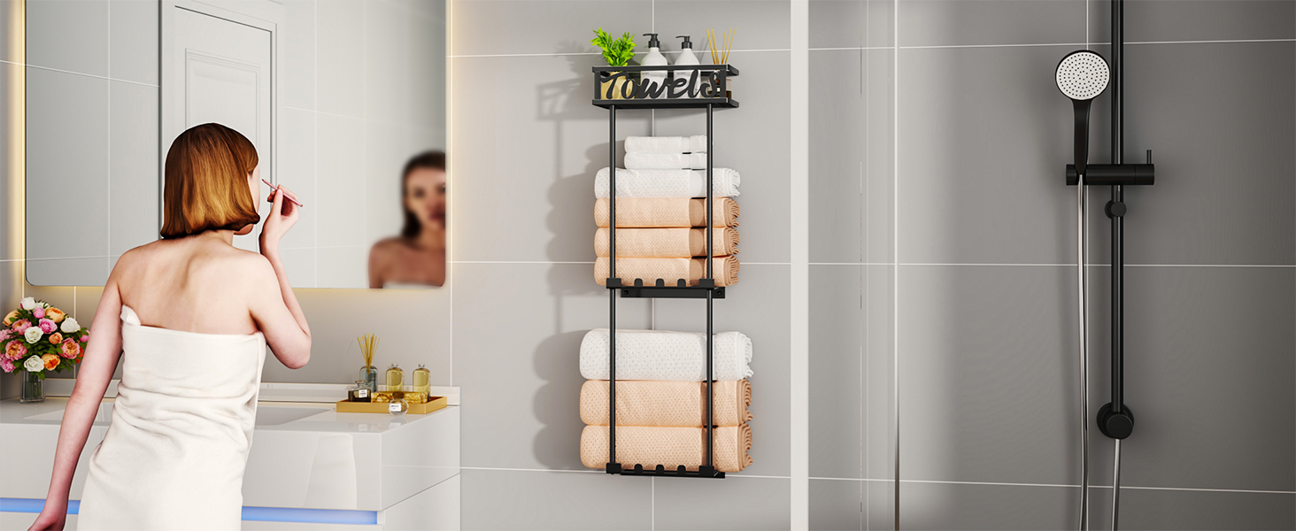 Bathroom Storage HapiRm 6-Tier Over-Door Towel Rack Space