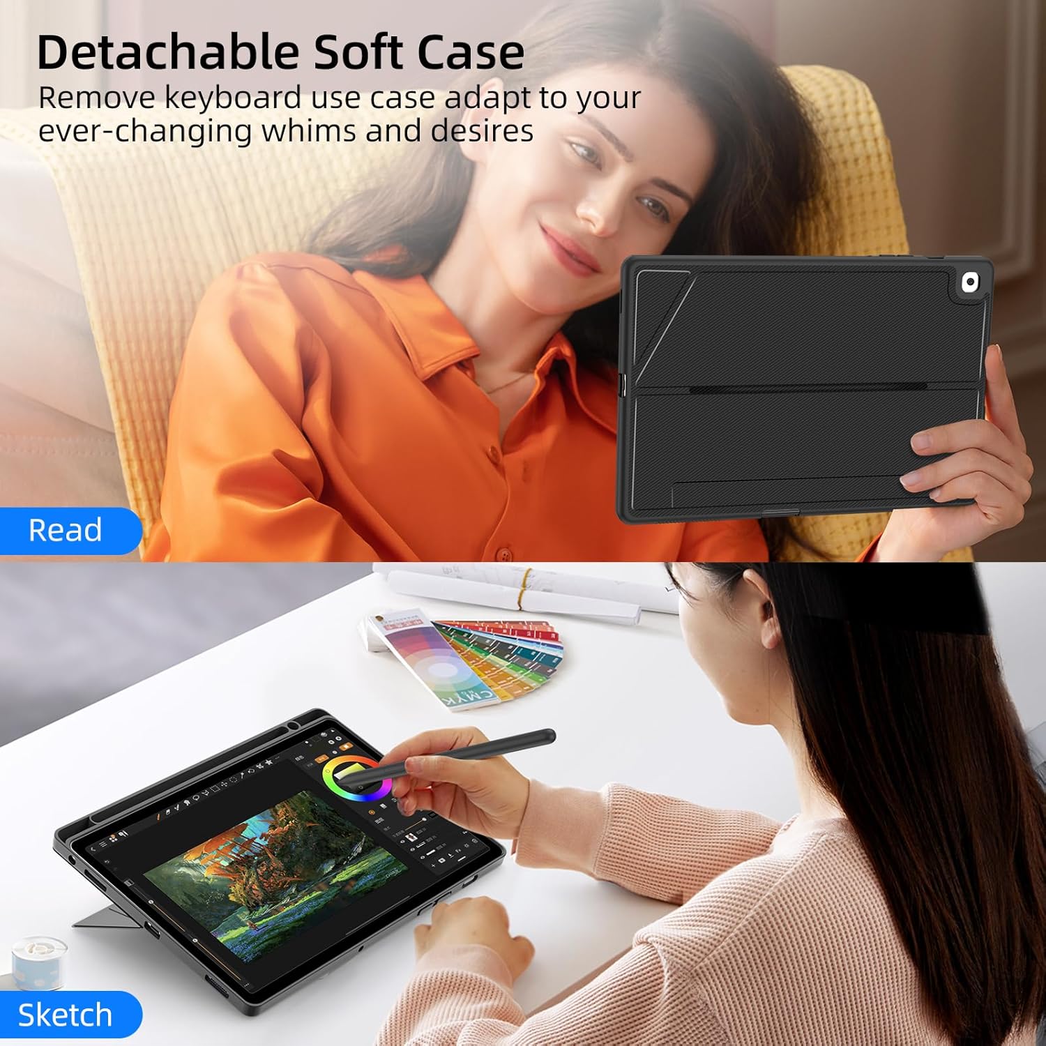 JUQITECH Trackpad Keyboard Case for Samsung Galaxy Tab S6 Lite 10.4" 2024/2022/2020, SM-P620/P625/P610/P613/P615/P619 Tablet Protector Case Kickstand with Magnetic Wireless Backlit Touchpad Keyboard