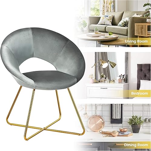 Miniatura 7 de Giantex Silla decorativa moderna de terciopelo, cómoda y bonita silla de escritorio tapizada, carga máxima de 300 libras, sillón individual