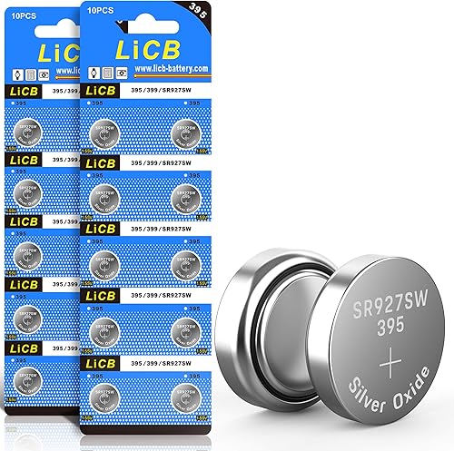 LiCB Paquete de 20 baterías SR927SW 395 399 AG7 de 1,5 V para reloj