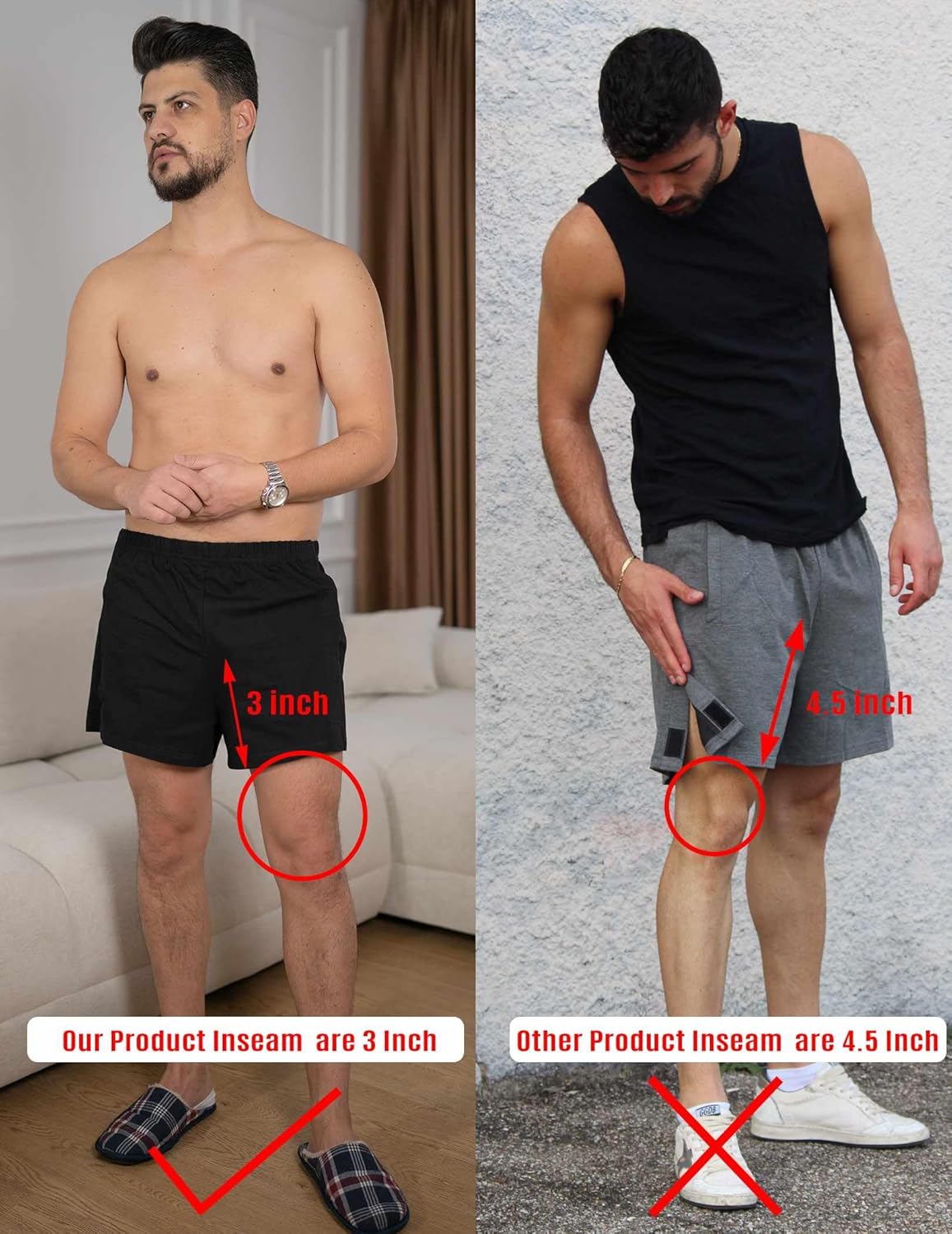 Deyeek Unisex Tear Away Shorts 3-inch Knee Hip Replacement Kit After Surgery Post Surgery Cotton Shorts Without Pocket - Image 4