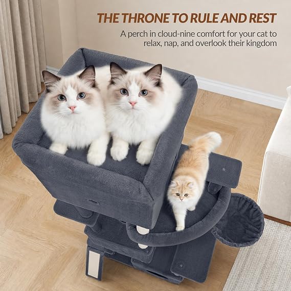 Tall Cat Tree, XXL Multi-Level Cat Tower, 200cm, Dark Grey