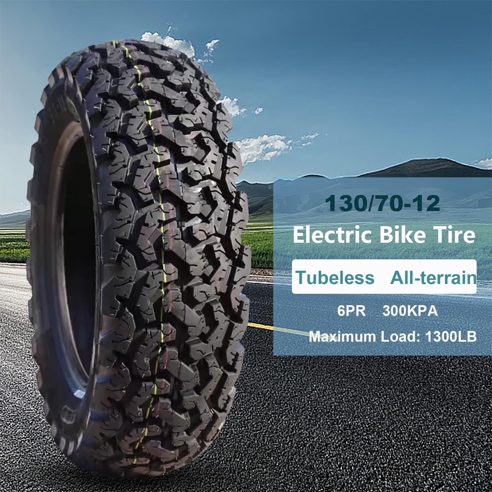 130/70-12 Opona Bezdętkowa do Motocykla, 8 PR Off Road Dirt Snow Opony z Przodu/Tyłu, 130/70/12 Odporna na Zużycie Opona Neumaticos do Skutera/Motoroweru
