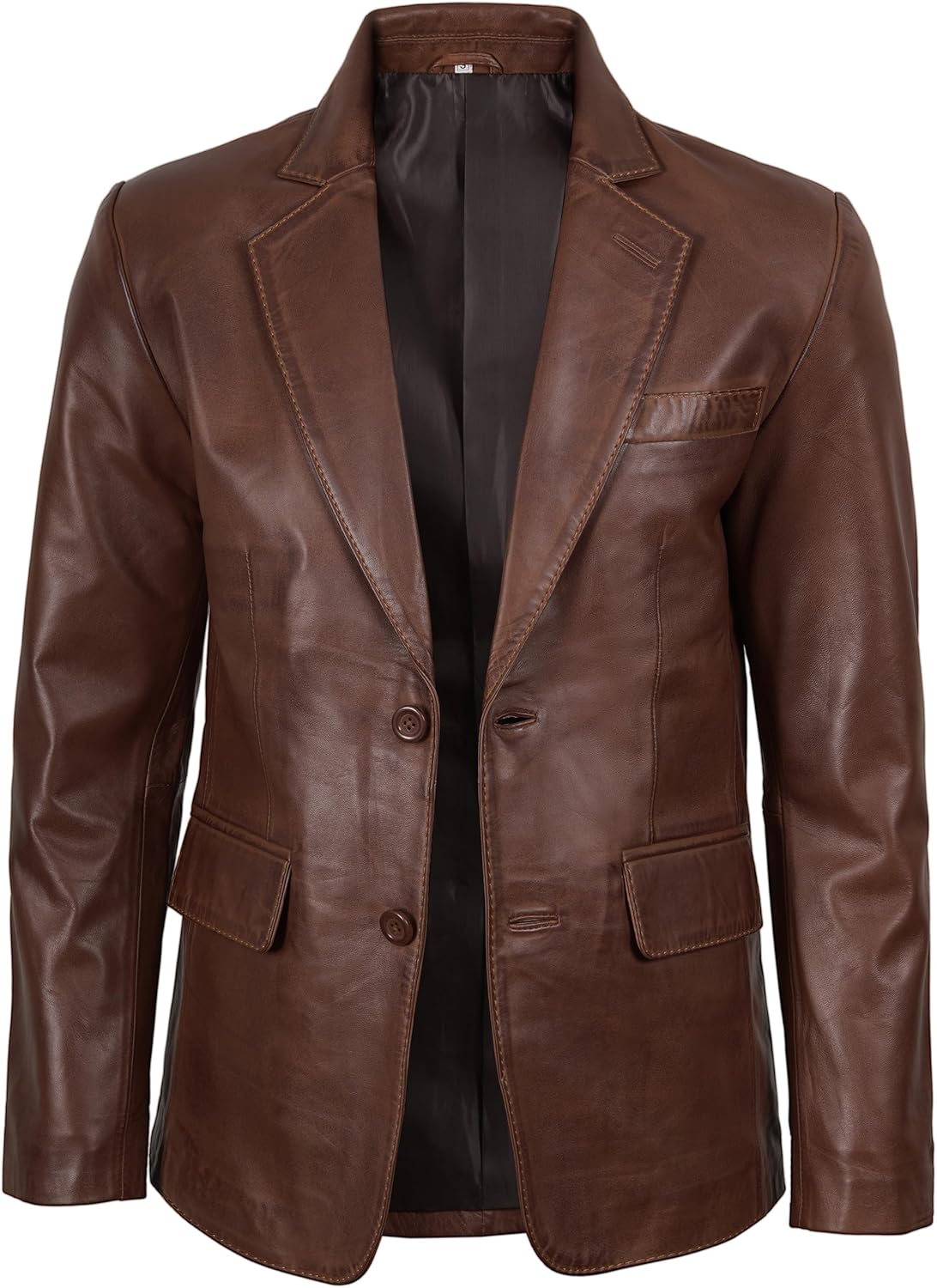 fjackets Men's Real Lambskin Leather Blazer Jacket – Stylish Leather Jackets Mens, Ideal for Business, Casual & Formal Events