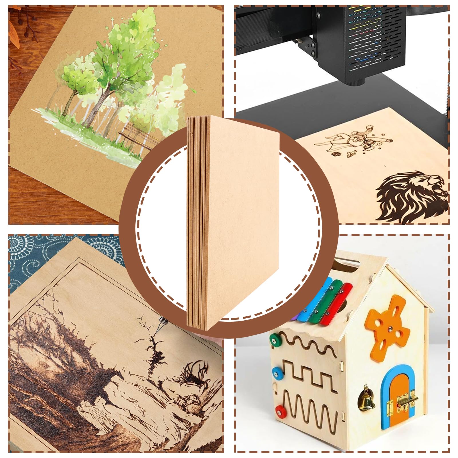 Lot de 15 panneaux MDF 300 x 30 x 3 mm, Planche Bois, Plaque de contreplaqué, Pour travaux manuels, contreplaqué de peuplier 3 mm, panneau MDF pour scie à chantourner, Découpe laser
