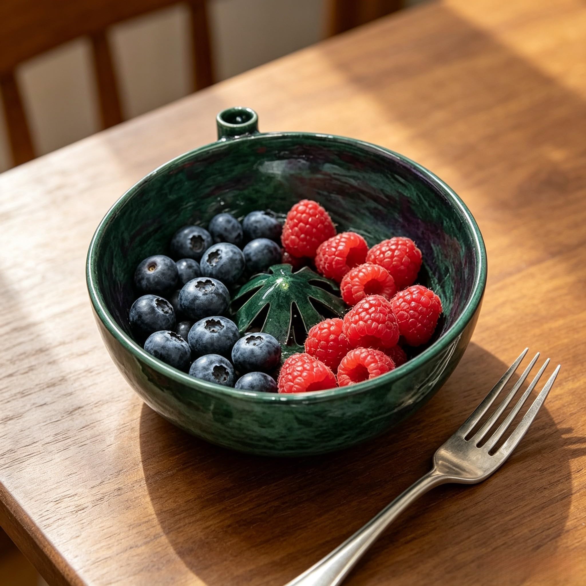Cuenco de lavado de frutas autogiratorio, material de piedra para bayas delicadas, colador de drenaje rápido y plato para servir, diseño apilable que ahorra espacio
