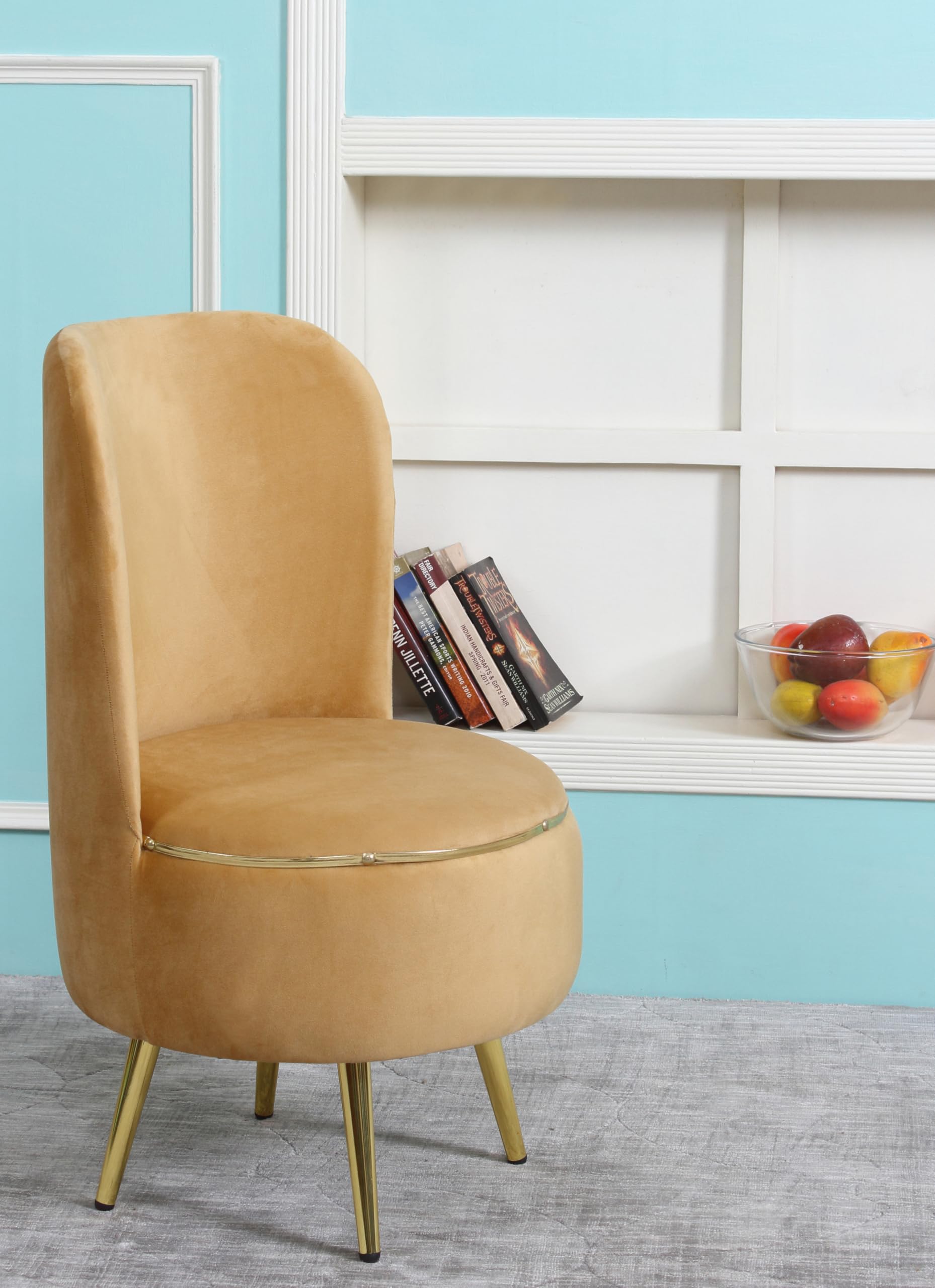 Ottoman Pouffes Sitting Mudda Puffies Stool for Living Room Pouf Dressing Table Puffy Footstool for Office or Home Decoration, Holland Velvet Fabric, Metal Leg, 16x16x17 Inch, Beige-image-32