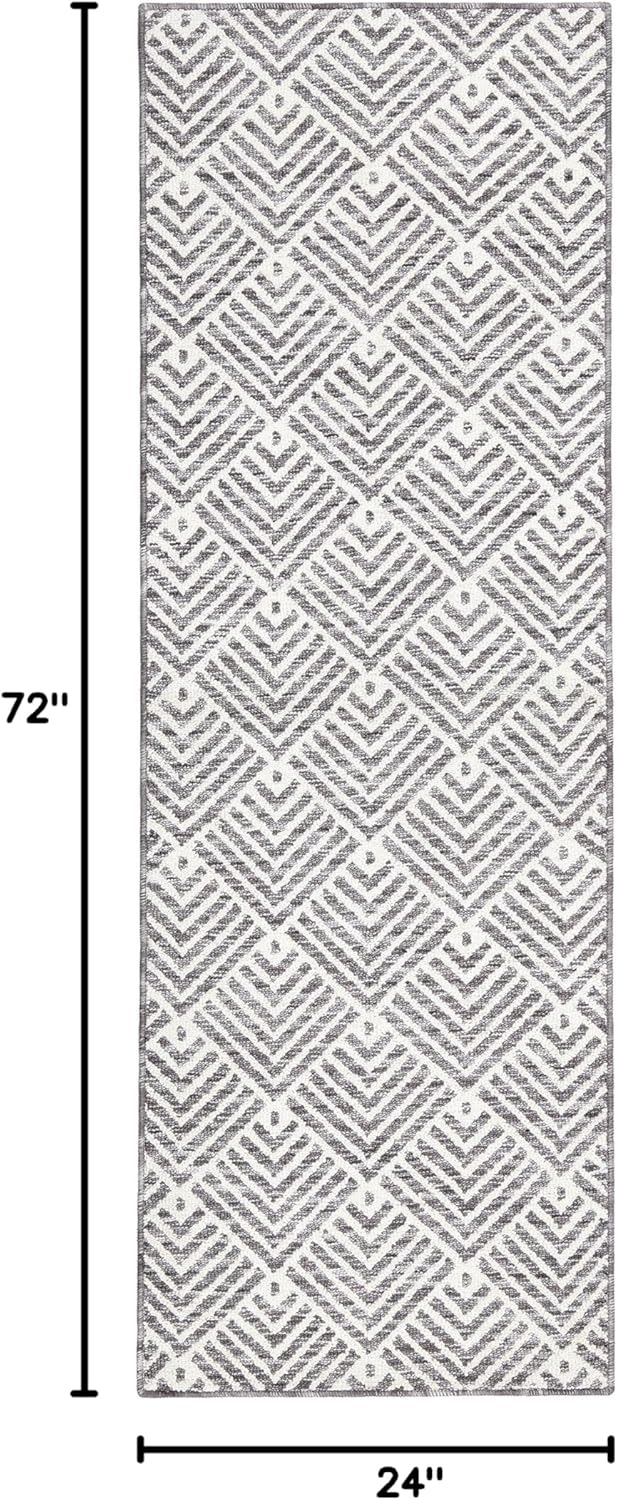 TOWN & COUNTRY EVERYDAY Walker Modern Stripe Everwash® Washable Multi-Use Decorative Rug, Tufted Kitchen Runner Rug, Low-Profile Door Mat, Bedroom Rug and Bath Rug with Non-Slip Backing, Grey, 24"x72"