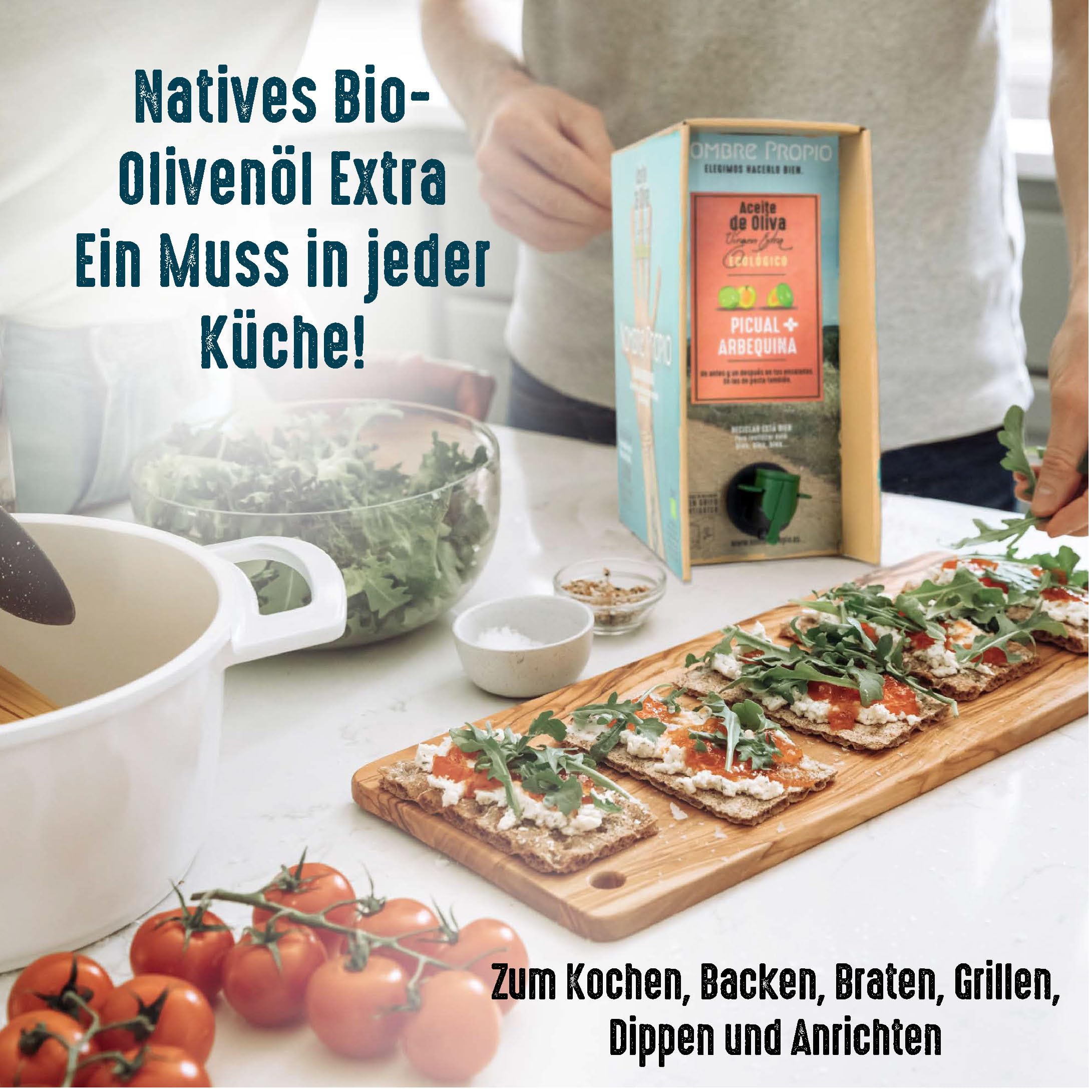 NOMBRE PROPIO Natives Olivenöl Extra Bio – 100% Spanisch – im praktischen Bag-in-Box-Format, 3 L (Picual Arbequina). Reich an Polyphenolen - EVOO Arbequina