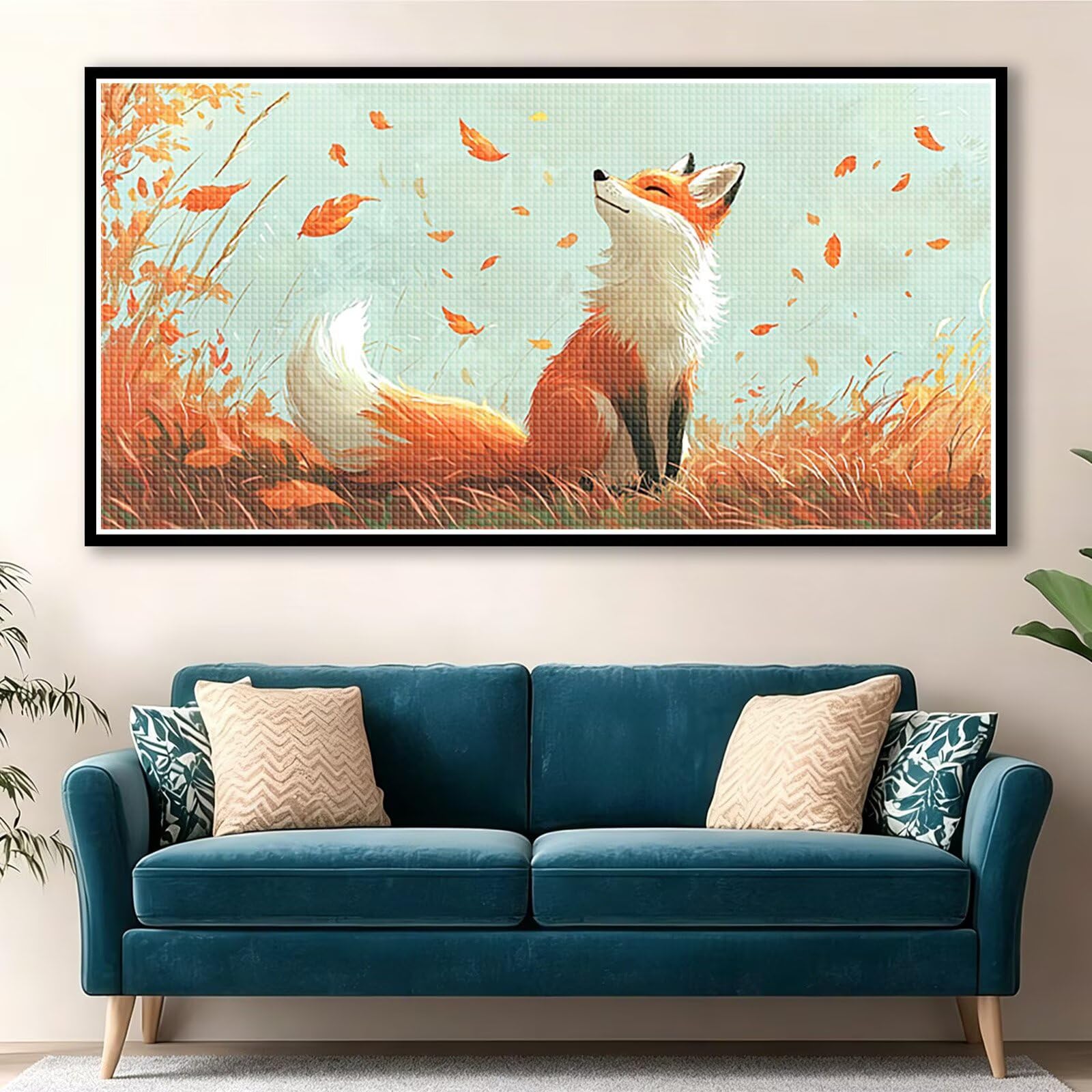 Diamond Painting Grande 120x60cm Zorro Diamond Painting Adultos, DIY Animal Pintura de Diamante Manualidades Adultos, 5D Cuadrado Rhinestone Bordado Punto de Cruz para Home Decoration Regalo 0J-557