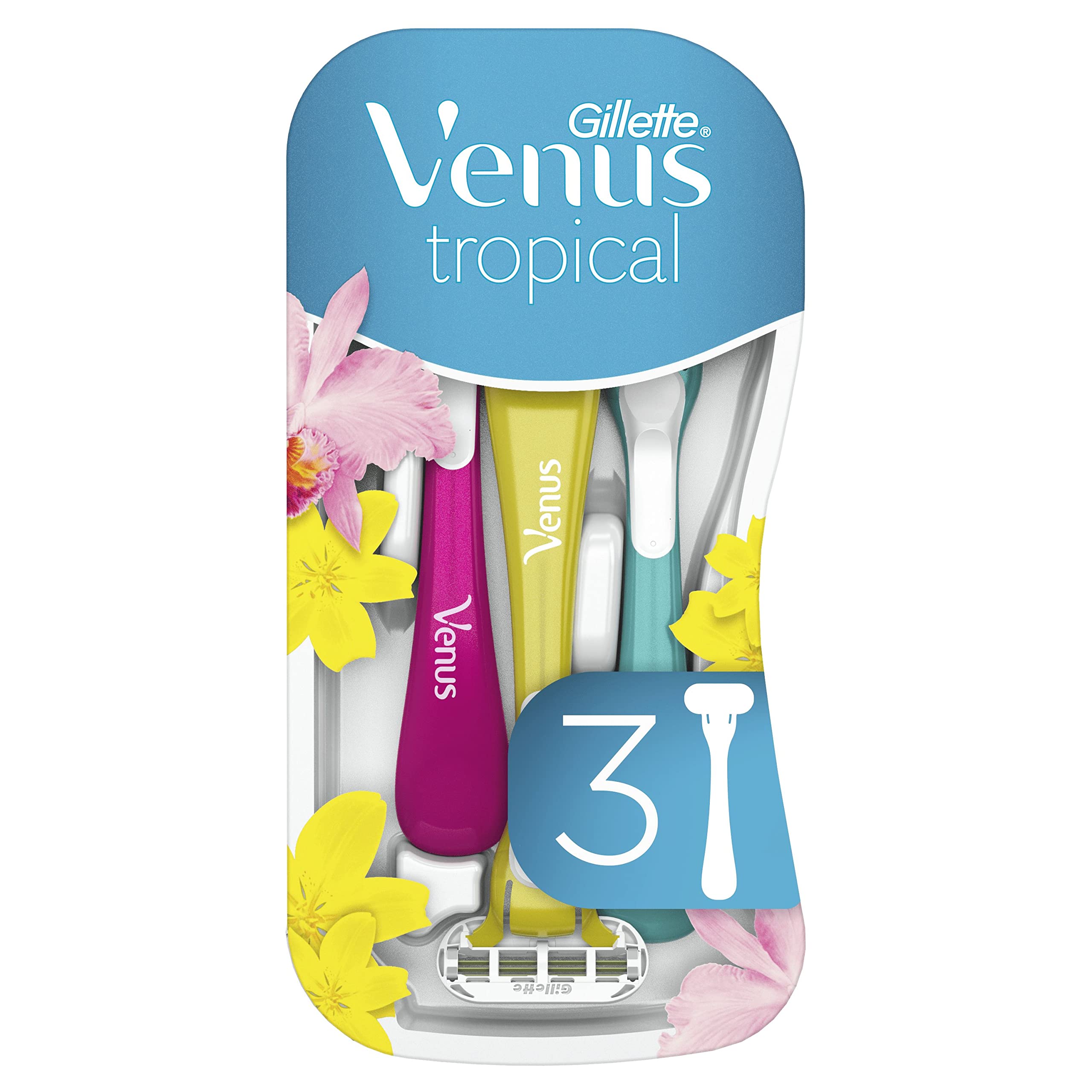 Venus Gillette Tropical Máquinillas Desechables de Depilación Para Mujer, Máquinilla de afeitar, Paquete De 6 Pack X 3unidades