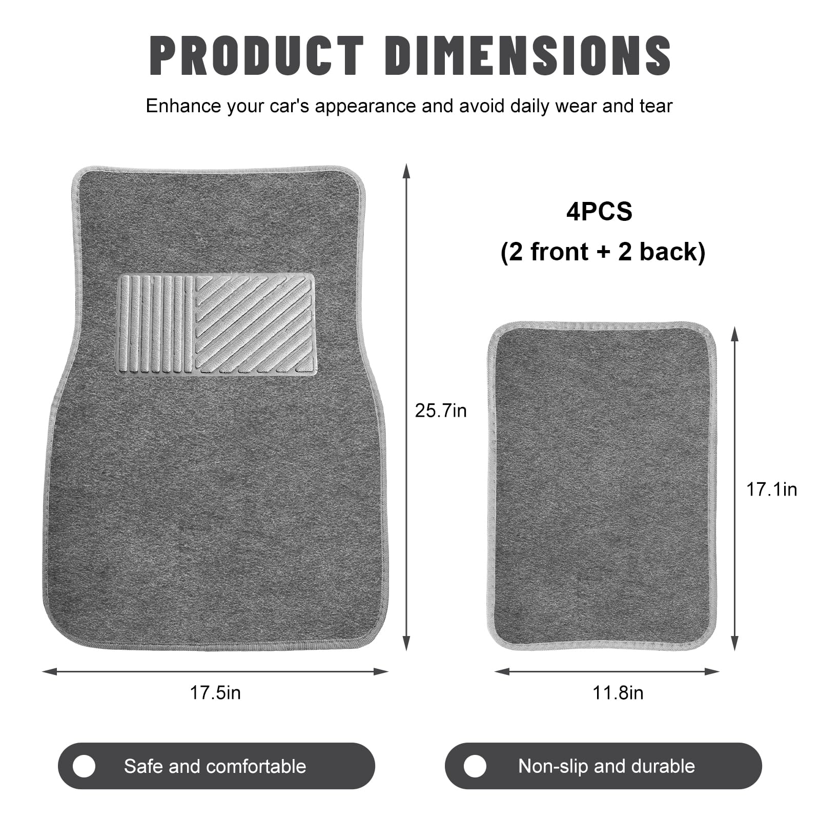 Sun Walker 4 PCS Car Floor Mats Waterproof Anti-Slip Front Rear Car Carpets with Driver Heel Pad All — view 2